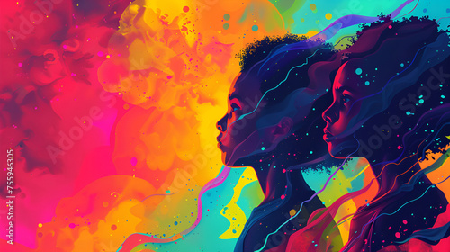Dramatic Illustration of African American Children for AdobeStock, Generative Ai