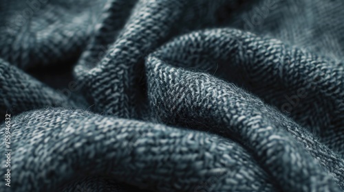 Close up of a blue blanket on a black background. Perfect for home decor projects.