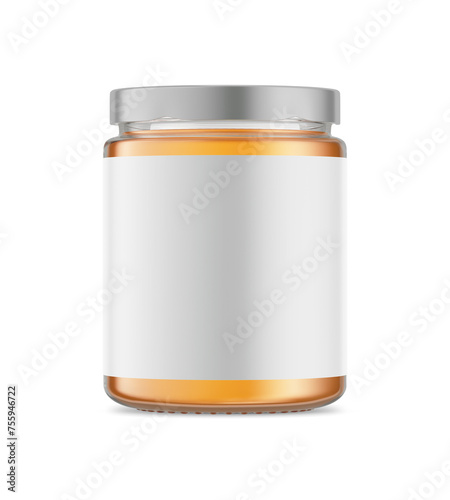 an image of a Honey Jar with label isolated on a white background