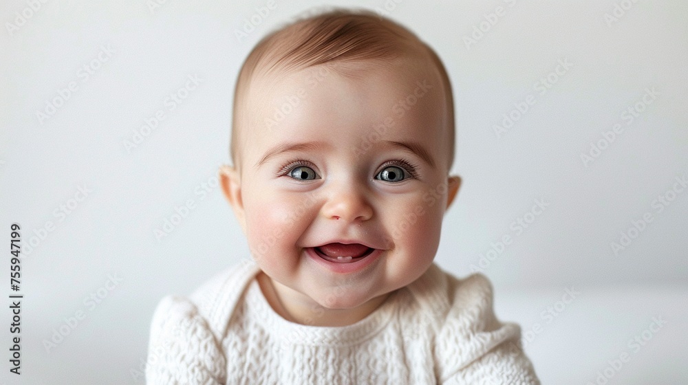 A smiling little baby boy beams with joy, his eyes sparkling with innocence and happiness A smiling little baby boy beams with joy, his eyes sparkling with innocence and happiness