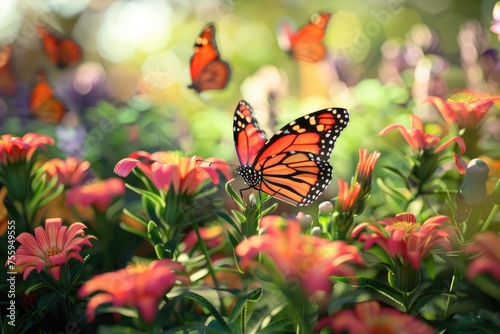 Butterfly on flower in the garden, Spring background © MrHamster