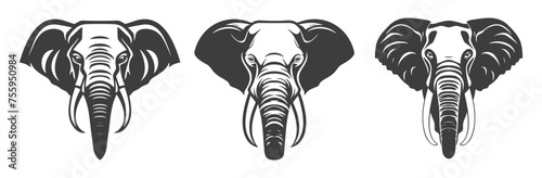 set of elephant head logo silhouettes