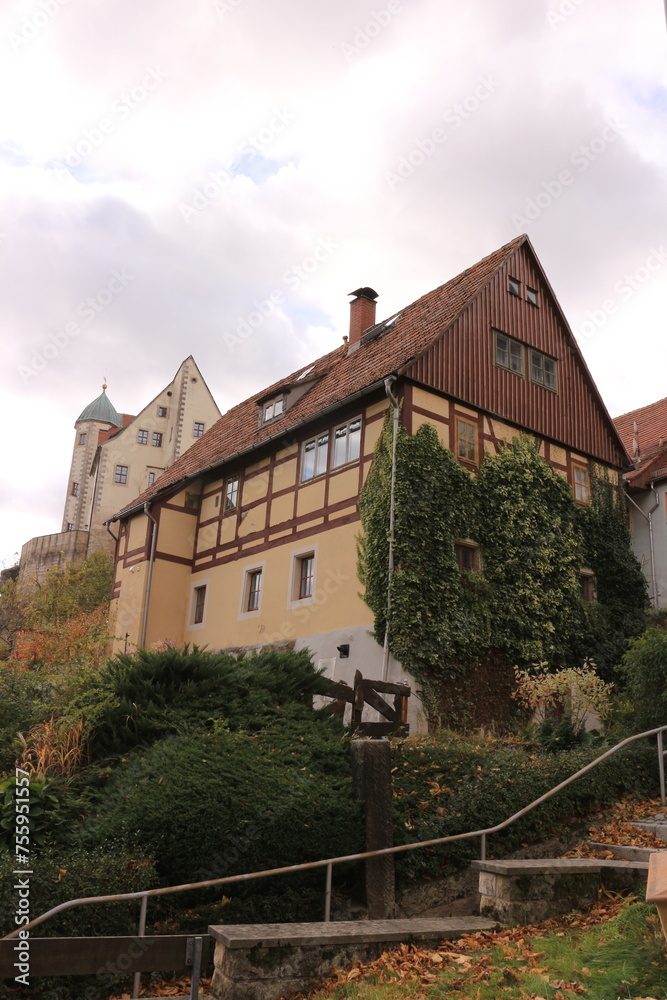 Blick in das Zentrum von Hohnstein in der Sächsischen Schweiz	