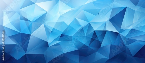 Blue geometric design made of triangles for business projects.