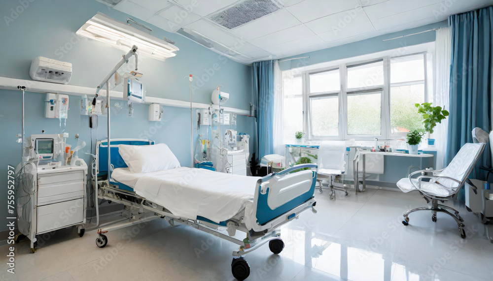 Recovery Room with beds and comfortable medical equipped in a hospital. Intensive care unit Recovery Room with beds and comfortable medical equipped in a hospital. Intensive care unit