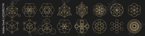 Set of abstract sacred geometry symbols. Magic symbol collection on isolated background. Vector EPS 10
