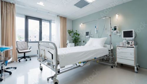 Recovery Room with beds and comfortable medical equipped in a hospital. Intensive care unit