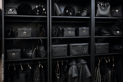 all-black bag in the closet