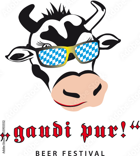 Cool cow, oktoberfest, fun, beer festival, logo, icon