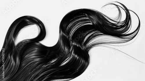 Detailed shot of long black hair, ideal for beauty and hair care concepts.