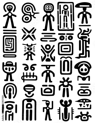 Glyphs Tribal alien doodles