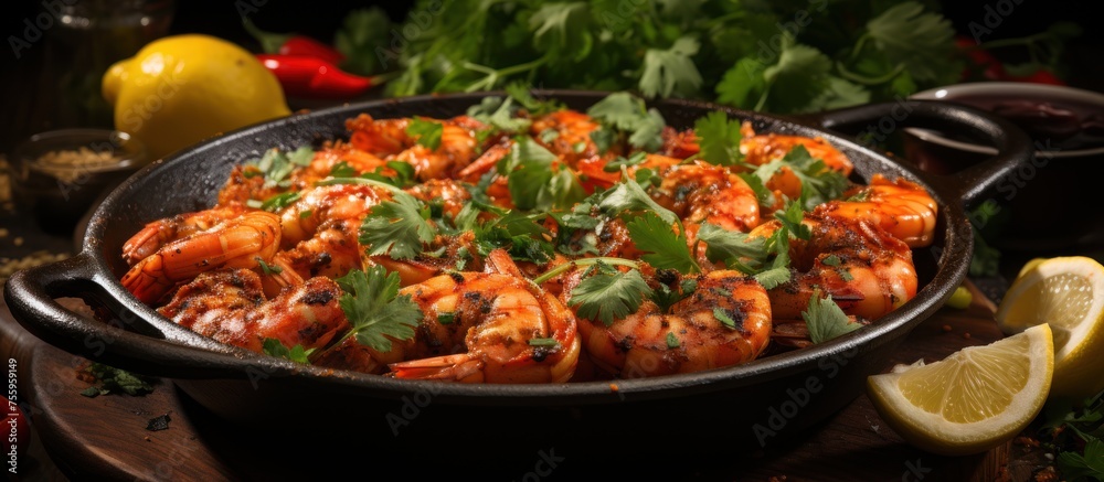 Spicy garlic chilli Prawns Shrimps