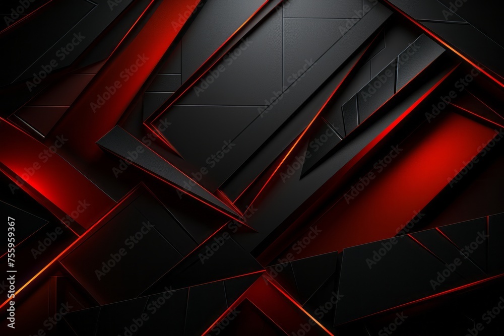 A dramatic red and black background with sharp angles - obrazy, fototapety, plakaty 