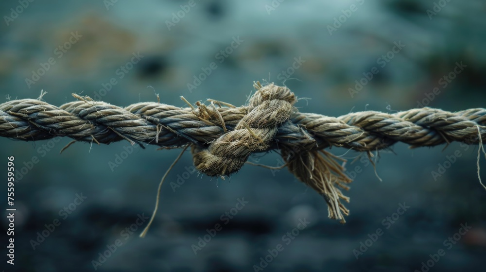 Detailed view of a rope with a knot, ideal for various projects.