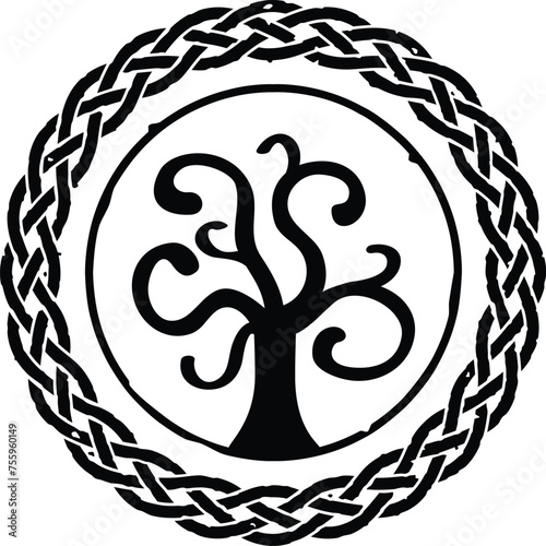 Grunge Tribal Celtic Knot Ring with Tree