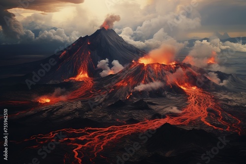 Volcanic landscapes shaped by geological forces