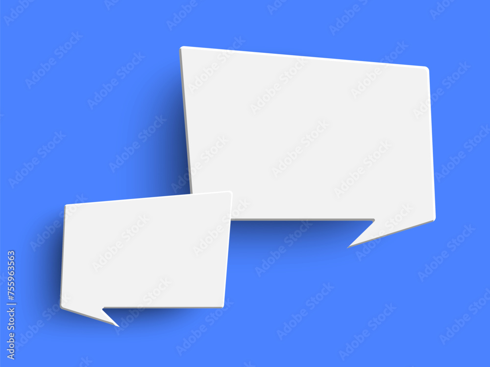 White empty speech bubble on blue background White empty speech bubble on blue background