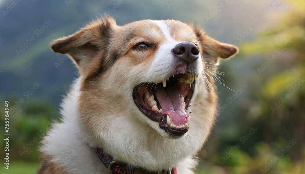 An angry dog shows its teeth