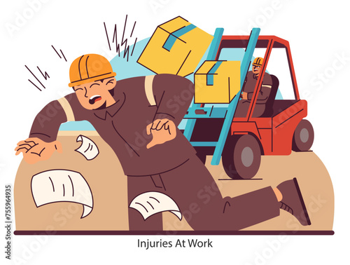 Occupational hazards highlighted. Flat vector illustration.