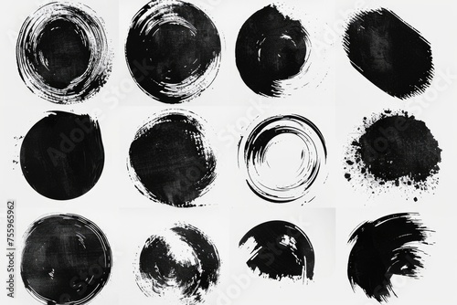 Abstract black circles on a white background. Suitable for graphic design projects.