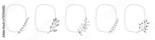 Flower frame. Wedding invitation card template. Frames with wildflowers. Flowers