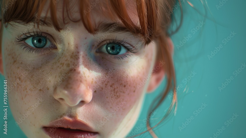 Close up of a woman with freckles. Suitable for beauty and skincare concepts. Close up of a woman with freckles. Suitable for beauty and skincare concepts.