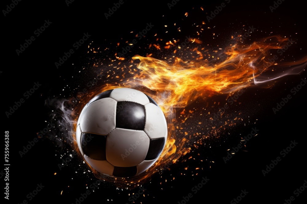 Naklejka premium A fluid motion shot of a soccer ball in mid-flight during a free-kick