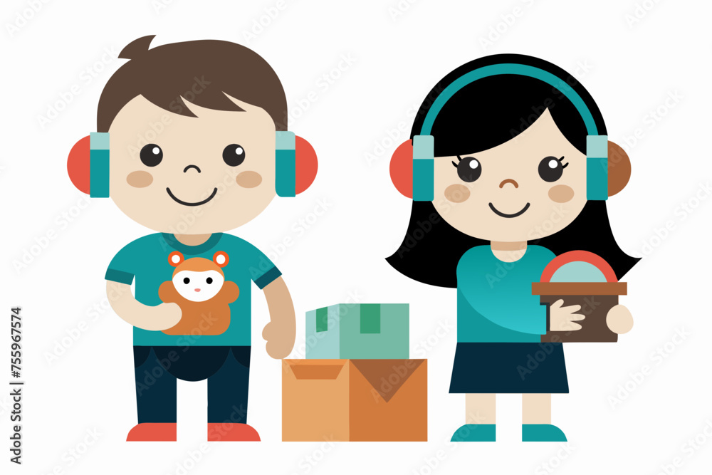 best baby couple carton and headphone artwork best baby couple carton and headphone artwork