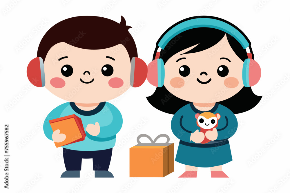 best baby couple carton and headphone artwork best baby couple carton and headphone artwork