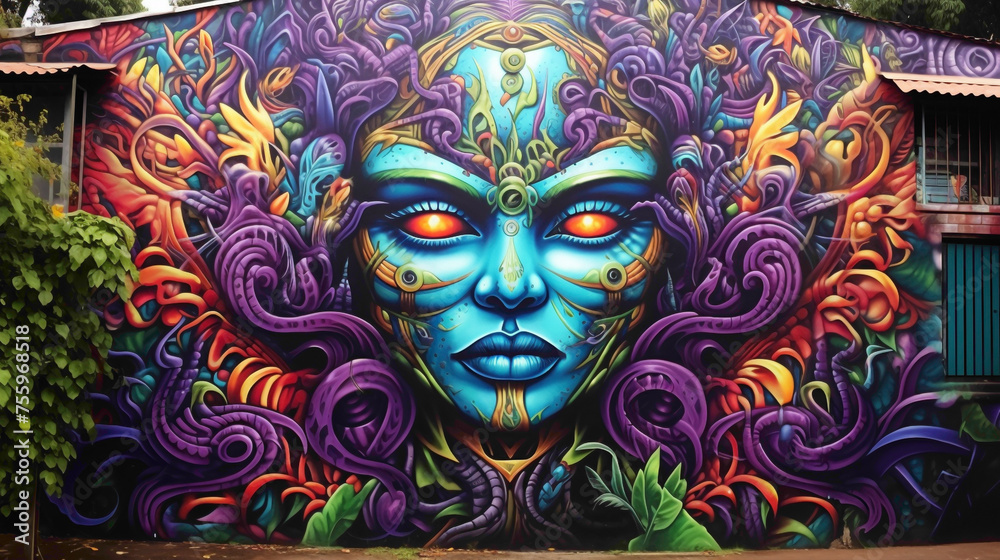 Marvel at the urban artwork adorning the city walls with bold and psychedelic street art murals. Marvel at the urban artwork adorning the city walls with bold and psychedelic street art murals.