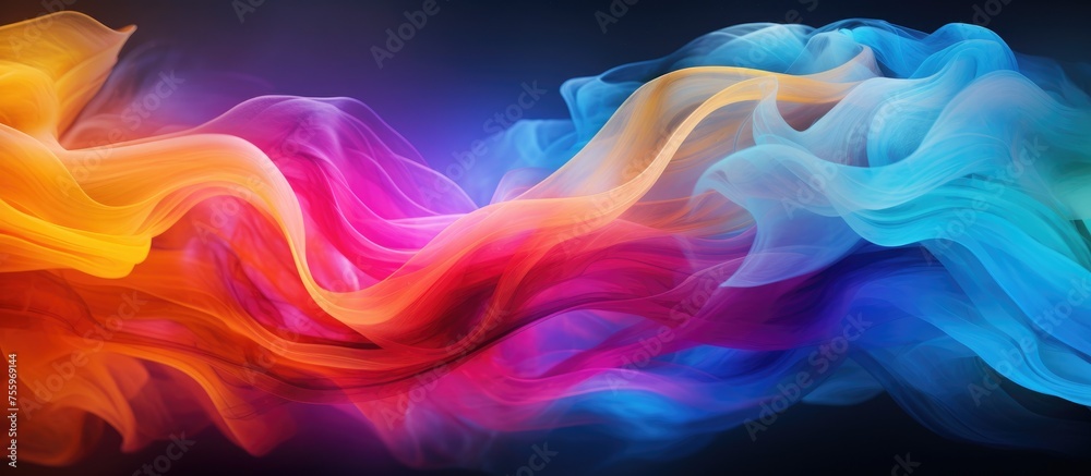 An artistic close up of a vibrant violet and electric blue smoke swirl against a dark background, resembling a beautiful water cloud in the sky An artistic close up of a vibrant violet and electric blue smoke swirl against a dark background, resembling a beautiful water cloud in the sky