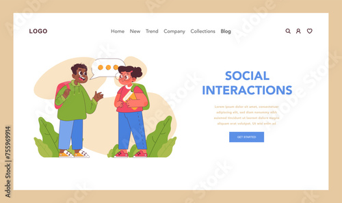 School interactions concept. Flat vector illustration