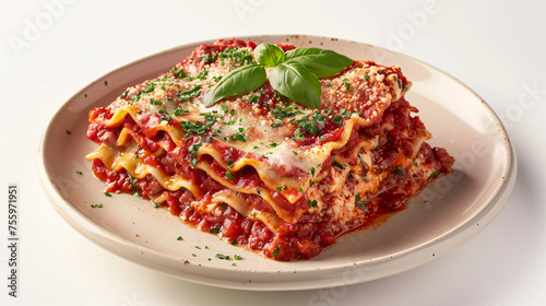 Delicious Plate of Beef Lasagna with Tomato Sauce