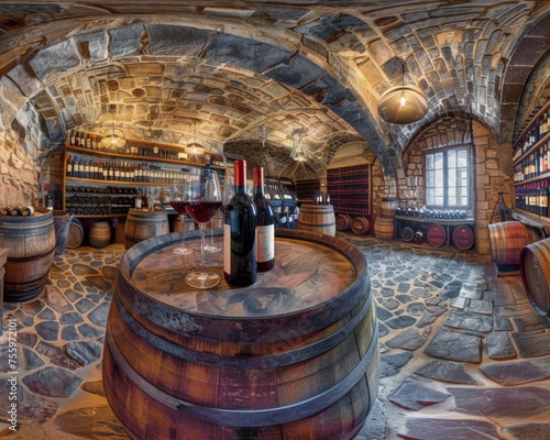 A wine cellar packed with numerous bottles of wine.