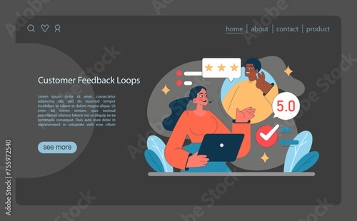 Customer Feedback Loops concept. Interactive evaluation process