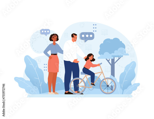 Harmony in Diversity Concept. A blended family enjoying outdoor moments.