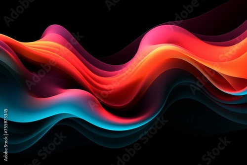 A black background with abstract neon waves