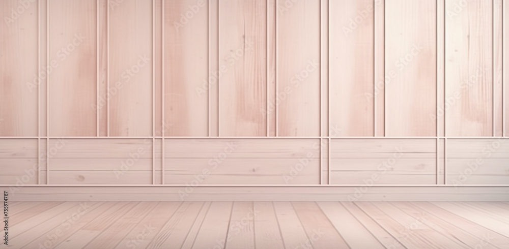 Elegant Pastel Peach Wall Paneling with Wooden Floor - Classic Empty Room with Wooden Boiserie in Modern Interior Design Elegant Pastel Peach Wall Paneling with Wooden Floor - Classic Empty Room with Wooden Boiserie in Modern Interior Design