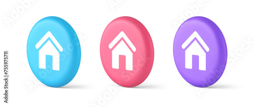 Main internet page button homepage house with roof navigation cyberspace interface 3d circle icon