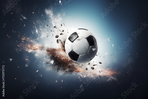 A fluid motion shot of a soccer ball in mid-flight during a free-kick © KerXing