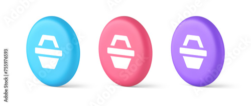 Shop cart digital commercial retail button marketplace global market app design 3d circle icon