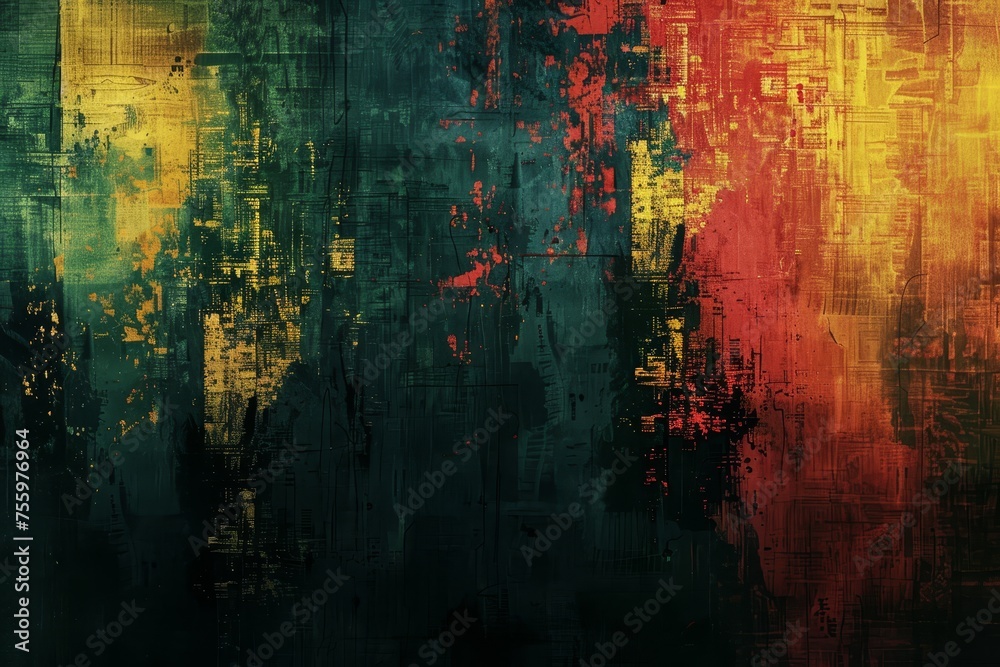 Abstract grunge background with yellow, red and green colors 