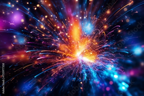 An abstract image of colorful sparks in an electric welding process