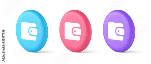 Wallet banking cash money button budget accounting financial business shopping 3d circle icon