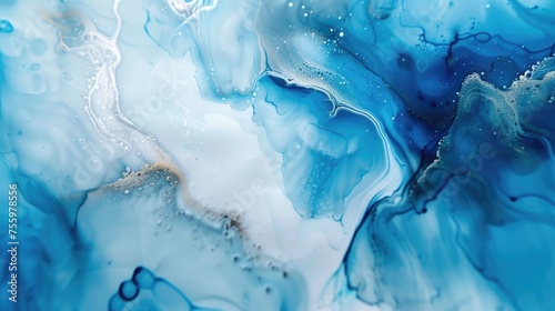 Close up view of a vibrant blue and white painting. Perfect for art enthusiasts and interior designers.