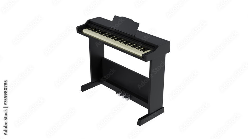 Black electric synthesizer board isolated on transparent and white background. Music concept. 3D render Black electric synthesizer board isolated on transparent and white background. Music concept. 3D render