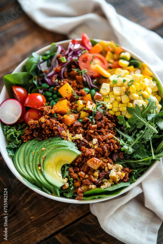 Healthy Salad with Egg, Tom...