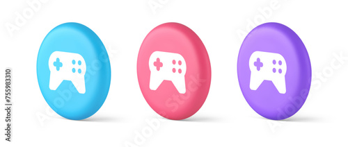Gamepad controller virtual gaming connect button joystick joypad web app 3d isometric circle icon