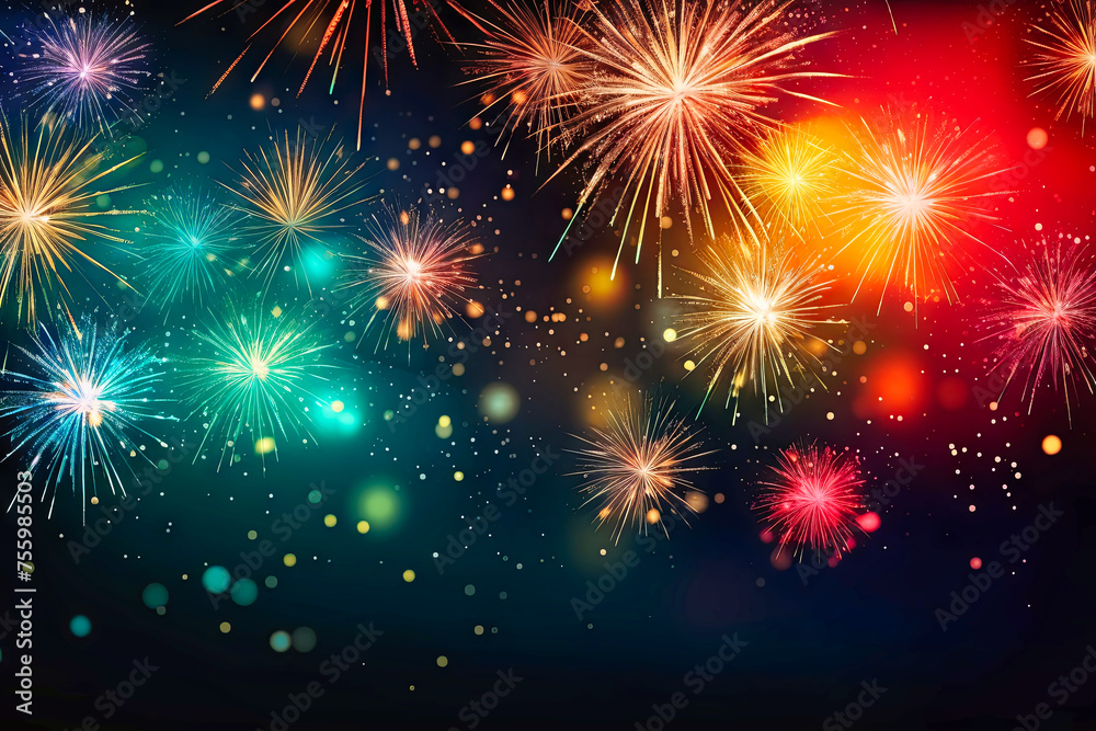 Abstract colored firework background with free space