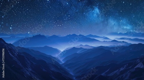 A stunning image of a mountain range at night, perfect for nature lovers and travel enthusiasts. © Fotograf